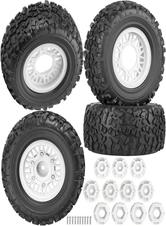 BRCatWPark 12mm/14mm/17mm Hex RC Truck Tires for Slash 2WD 4×4,Arrm a Senton,Axia1,Rc 4wd,Red cat,RC Short Course Truck Wheels and Tires,White - Image 1